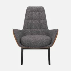 Habitat Fauteuil En Tissu Lucca Bleu Zingué Et Cuir Vintage - Pieds Noirs