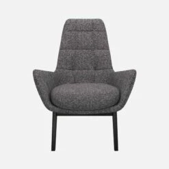 Habitat Fauteuil En Tissu Lucca - Bleu Zingué - Pieds Noirs -meubles boutique dena fauteuil lucca bleu p noir 10275797 1