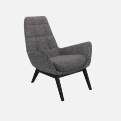 Habitat Fauteuil En Tissu Lucca - Bleu Zingué - Pieds Noirs -meubles boutique dena fauteuil lucca bleu p noir 10275801 1