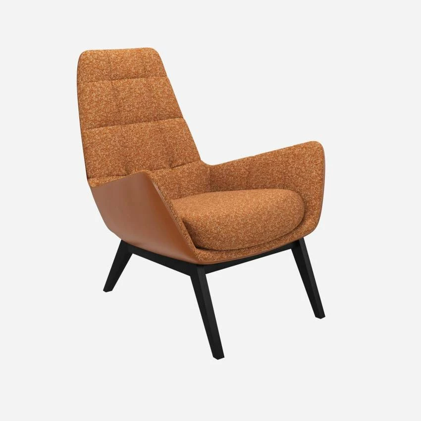 Habitat Fauteuil En Tissu Lucca Marron Noisetteet Cuir Vintage - Pieds Noirs 2 Habitat Fauteuil En Tissu Lucca Marron Noisetteet Cuir Vintage - Pieds Noirs – Image 2