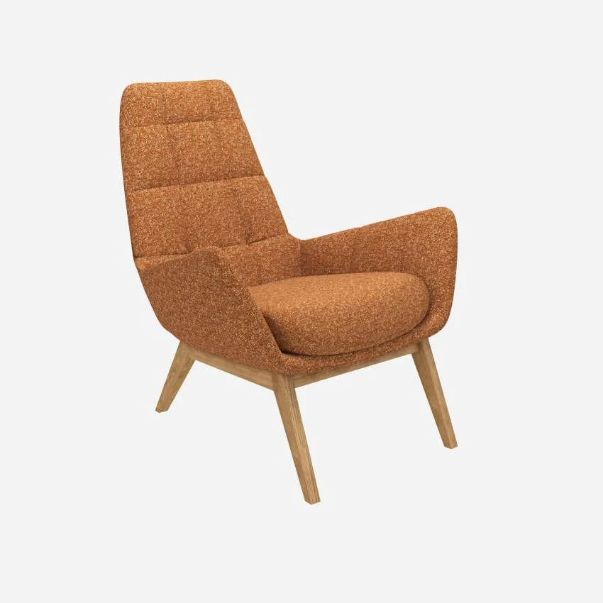 Habitat Fauteuil En Tissu Lucca - Marron Noisette - Pieds Chêne 4 Habitat Fauteuil En Tissu Lucca - Marron Noisette - Pieds Chêne – Image 4