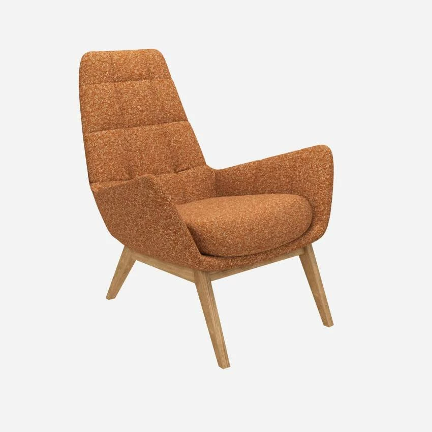Habitat Fauteuil En Tissu Lucca - Marron Noisette - Pieds Chêne 2 Habitat Fauteuil En Tissu Lucca - Marron Noisette - Pieds Chêne – Image 2