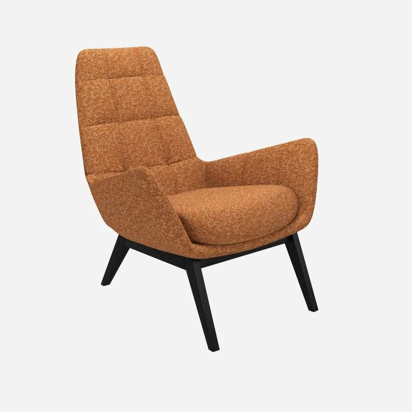 Habitat Fauteuil En Tissu Lucca - Marron Noisette - Pieds Noirs 2 Habitat Fauteuil En Tissu Lucca - Marron Noisette - Pieds Noirs – Image 2