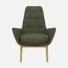 Habitat Fauteuil En Tissu Lucca Vert Mousse Et Cuir Vintage - Pieds Chêne