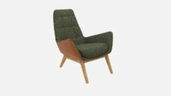 Habitat Fauteuil En Tissu Lucca Vert Mousse Et Cuir Vintage - Pieds Chêne -meubles boutique dena fauteuil lucca vert cr vt p chene 10275585 2