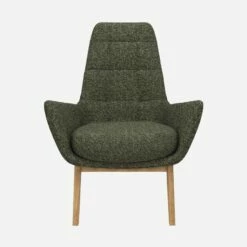 Habitat Fauteuil En Tissu Lucca - Vert Mousse - Pieds Chêne