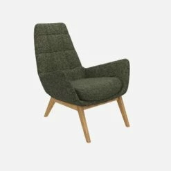 Habitat Fauteuil En Tissu Lucca - Vert Mousse - Pieds Chêne -meubles boutique dena fauteuil lucca vert p chene 10275713 1