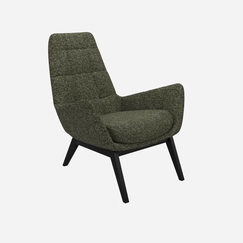 Habitat Fauteuil En Tissu Lucca - Vert Mousse - Pieds Noirs 4 Habitat Fauteuil En Tissu Lucca - Vert Mousse - Pieds Noirs – Image 4