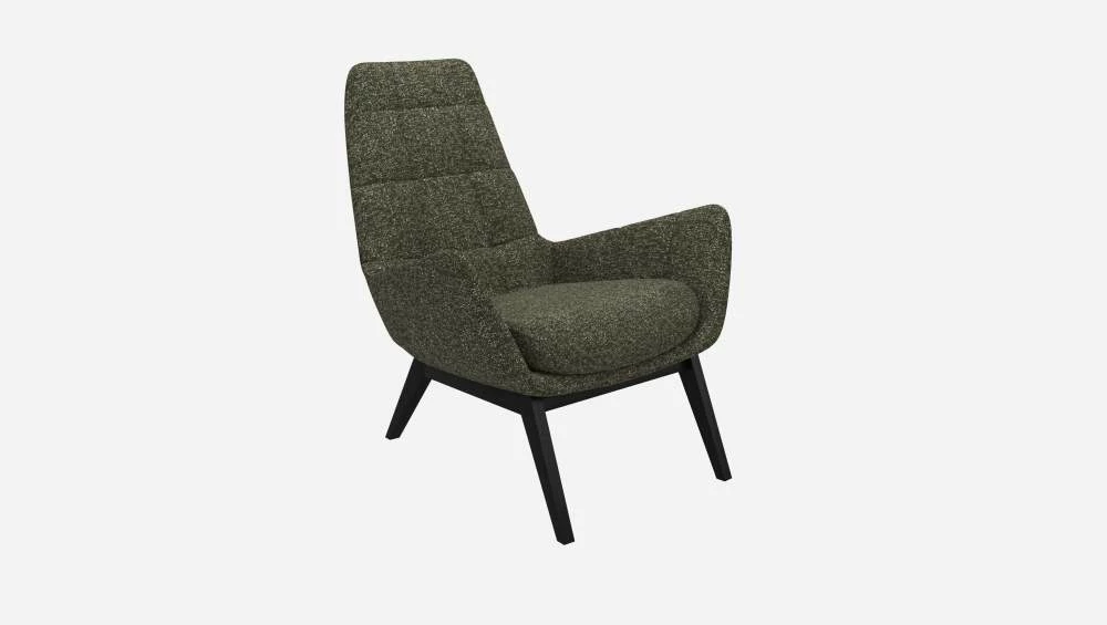 Habitat Fauteuil En Tissu Lucca - Vert Mousse - Pieds Noirs 6 Habitat Fauteuil En Tissu Lucca - Vert Mousse - Pieds Noirs – Image 6