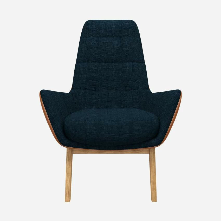 Habitat Fauteuil En Tissu Melina Bleu Encre Et Cuir Vintage - Pieds Chêne 1 Habitat Fauteuil En Tissu Melina Bleu Encre Et Cuir Vintage - Pieds Chêne