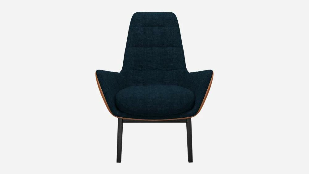 Habitat Fauteuil En Tissu Melina Bleu Encre Et Cuir Vintage - Pieds Noirs 5 Habitat Fauteuil En Tissu Melina Bleu Encre Et Cuir Vintage - Pieds Noirs – Image 5