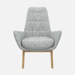 Habitat Fauteuil En Tissu Melina - Gris Asphalte - Pieds Chêne