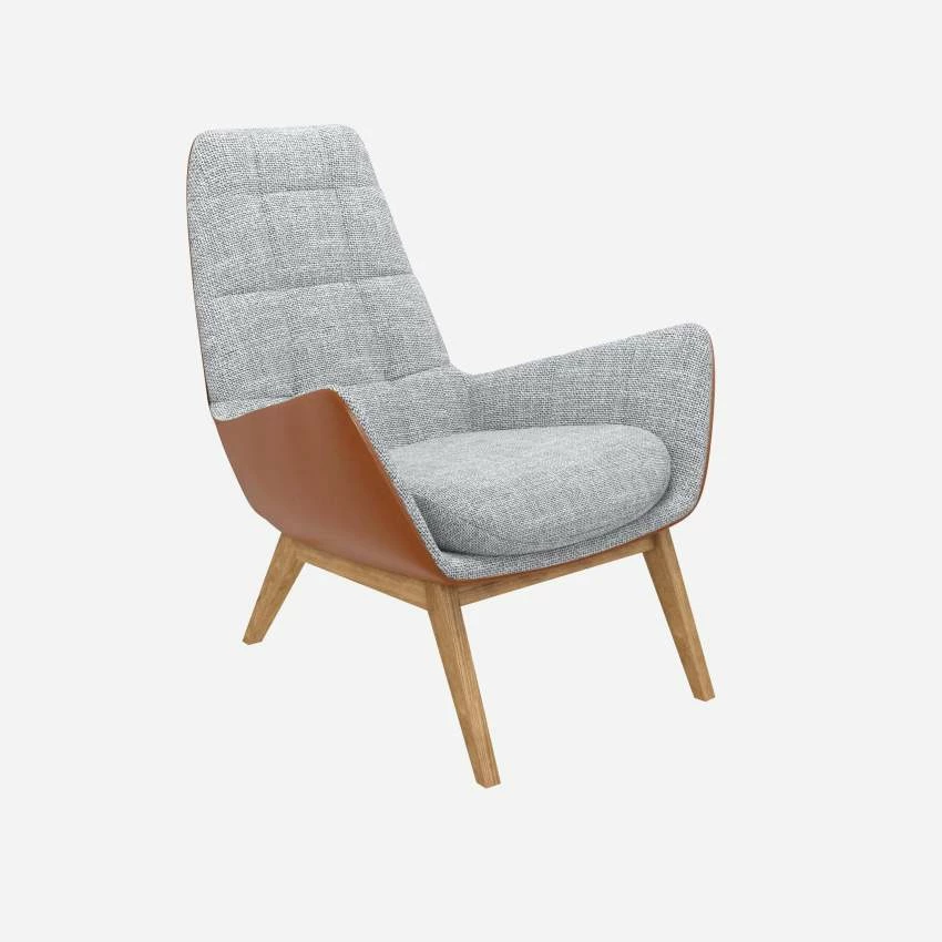 Habitat Fauteuil En Tissu Melina Gris Asphalte Et Cuir Vintage - Pieds Chêne 4 Habitat Fauteuil En Tissu Melina Gris Asphalte Et Cuir Vintage - Pieds Chêne – Image 4