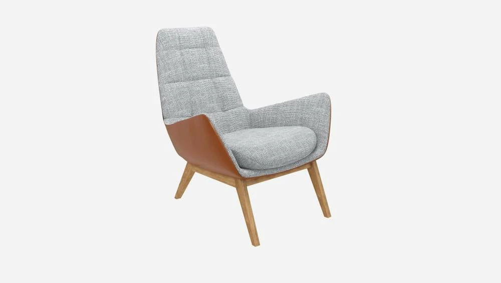 Habitat Fauteuil En Tissu Melina Gris Asphalte Et Cuir Vintage - Pieds Chêne 6 Habitat Fauteuil En Tissu Melina Gris Asphalte Et Cuir Vintage - Pieds Chêne – Image 6