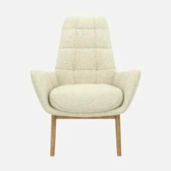 Habitat Fauteuil En Tissu Venezia - Blanc Craie - Pieds Chêne