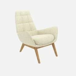 Habitat Fauteuil En Tissu Venezia - Blanc Craie - Pieds Chêne -meubles boutique dena fauteuil venezia beige p chene 10275289 1