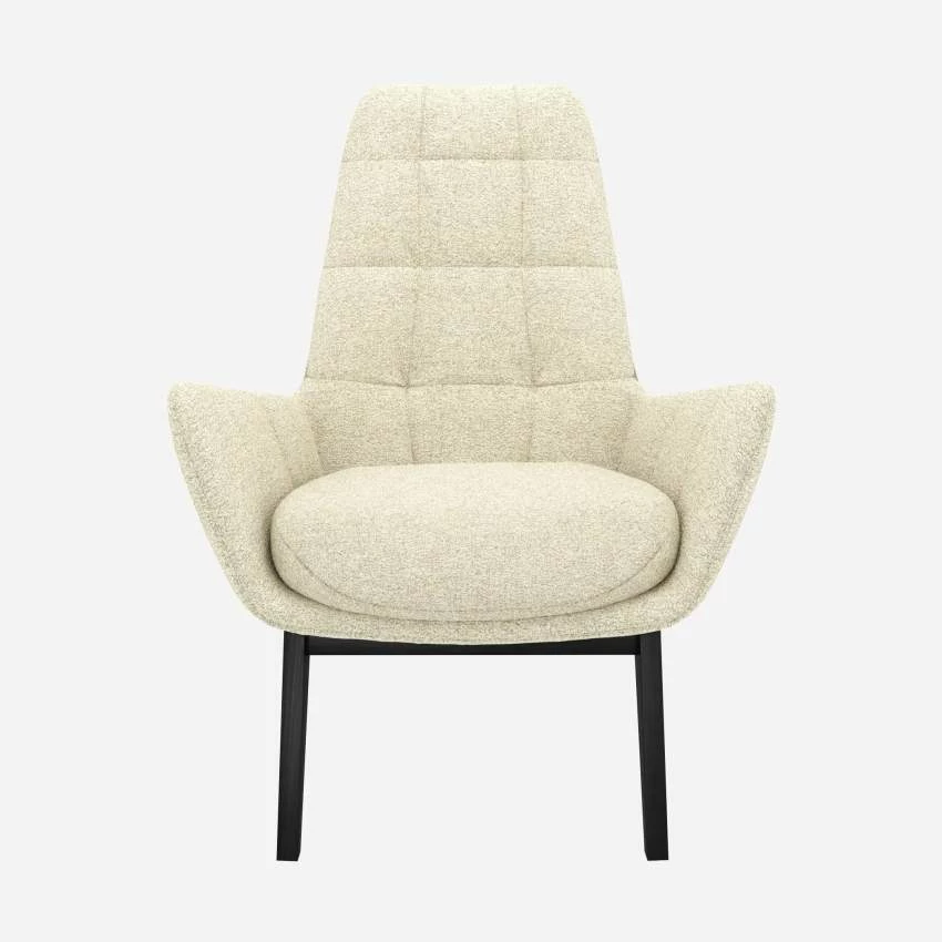 Habitat Fauteuil En Tissu Venezia - Blanc Craie - Pieds Noirs 1 Habitat Fauteuil En Tissu Venezia - Blanc Craie - Pieds Noirs