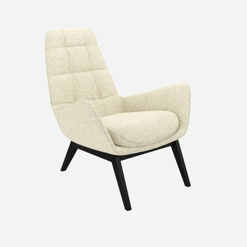 Habitat Fauteuil En Tissu Venezia - Blanc Craie - Pieds Noirs 2 Habitat Fauteuil En Tissu Venezia - Blanc Craie - Pieds Noirs – Image 2