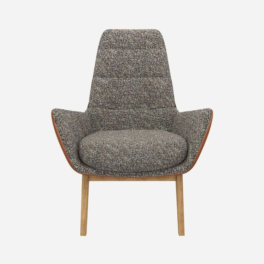 Habitat Fauteuil En Tissu Venezia Bleu Zingué Et Cuir Vintage - Pieds Chêne 3 Habitat Fauteuil En Tissu Venezia Bleu Zingué Et Cuir Vintage - Pieds Chêne – Image 3