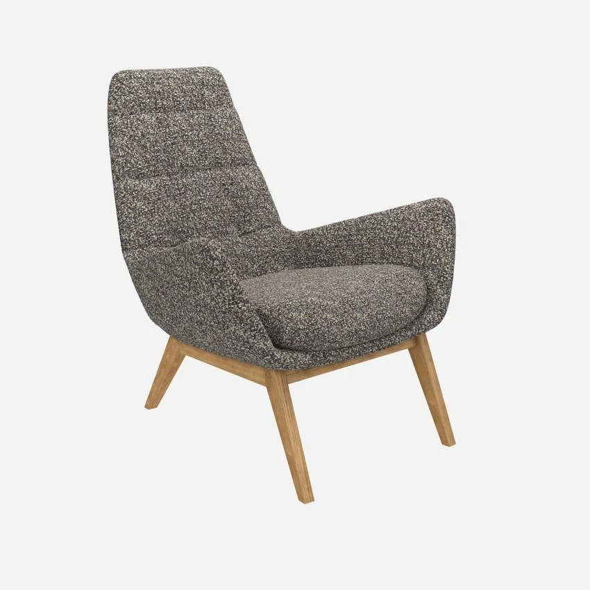 Habitat Fauteuil En Tissu Venezia - Bleu Zingué - Pieds Chêne 2 Habitat Fauteuil En Tissu Venezia - Bleu Zingué - Pieds Chêne – Image 2