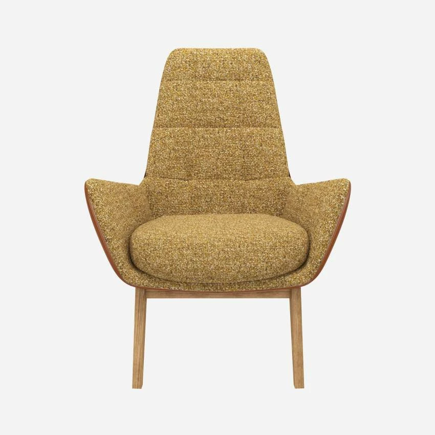 Habitat Fauteuil En Tissu Venezia Jaune épice Et Cuir Vintage - Pieds Chêne 3 Habitat Fauteuil En Tissu Venezia Jaune épice Et Cuir Vintage - Pieds Chêne – Image 3