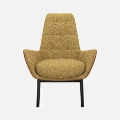 Habitat Fauteuil En Tissu Venezia Jaune épice Et Cuir Vintage - Pieds Noirs -meubles boutique dena fauteuil venezia jaune cr vt noir 10275213 1