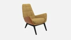 Habitat Fauteuil En Tissu Venezia Jaune épice Et Cuir Vintage - Pieds Noirs -meubles boutique dena fauteuil venezia jaune cr vt noir 10275217 2