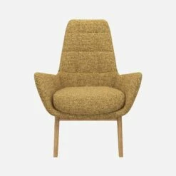 Habitat Fauteuil En Tissu Venezia - Jaune épice - Pieds Chêne -meubles boutique dena fauteuil venezia moutarde p chene 10275277 1
