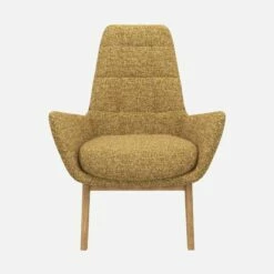 Habitat Fauteuil En Tissu Venezia - Jaune épice - Pieds Chêne
