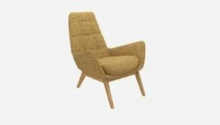 Habitat Fauteuil En Tissu Venezia - Jaune épice - Pieds Chêne -meubles boutique dena fauteuil venezia moutarde p chene 10275281 2