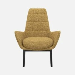 Habitat Fauteuil En Tissu Venezia - Jaune épice - Pieds Noirs -meubles boutique dena fauteuil venezia moutarde p noir 10275341 1