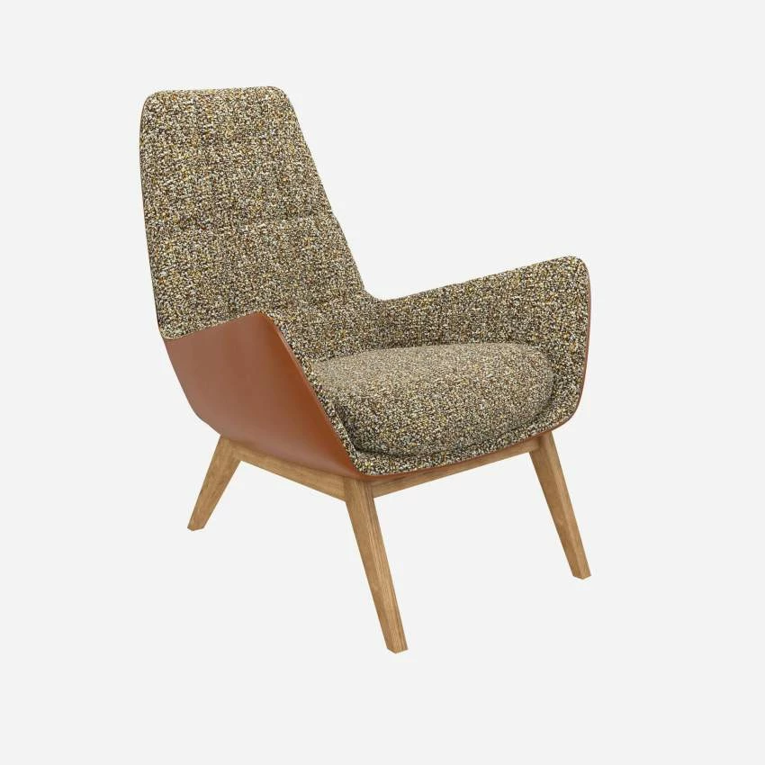 Habitat Fauteuil En Tissu Venezia Vert Lichen Et Cuir Vintage - Pieds Chêne 2 Habitat Fauteuil En Tissu Venezia Vert Lichen Et Cuir Vintage - Pieds Chêne – Image 2