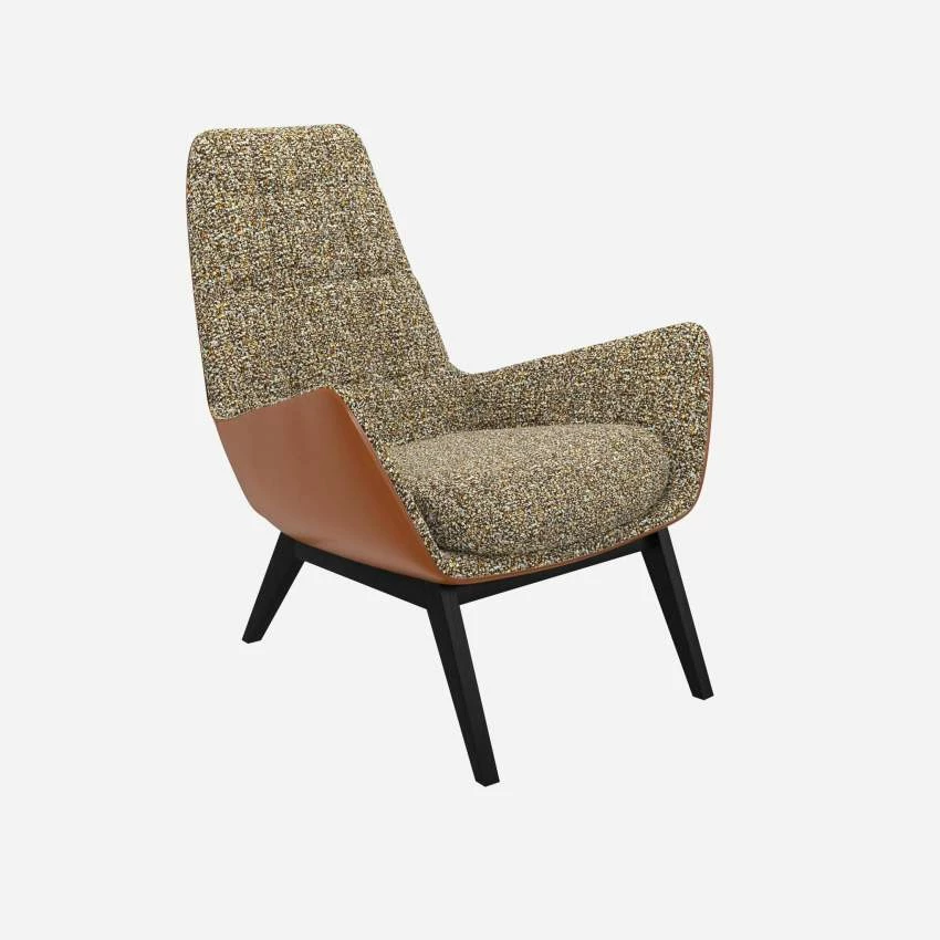 Habitat Fauteuil En Tissu Venezia Vert Lichen Et Cuir Vintage - Pieds Noirs 4 Habitat Fauteuil En Tissu Venezia Vert Lichen Et Cuir Vintage - Pieds Noirs – Image 4