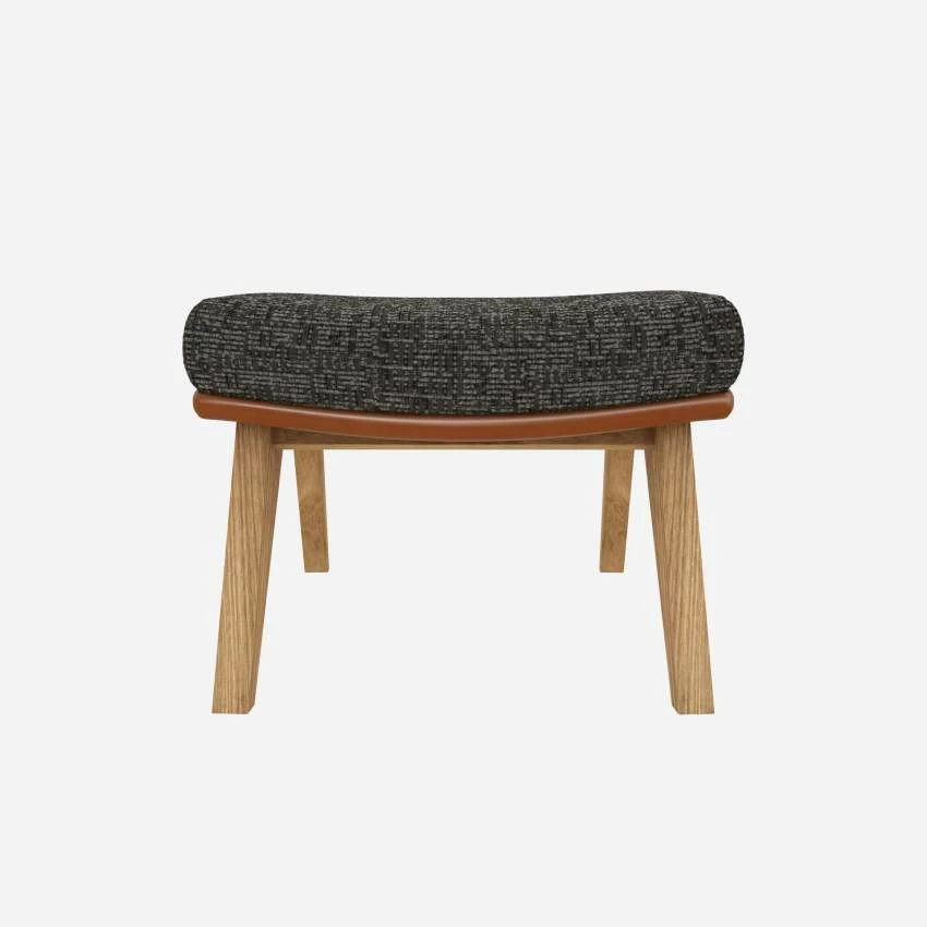 Habitat Repose-pieds En Tissu Alba Gris Nuageet Cuir Vintage - Pieds Chêne 3 Habitat Repose-pieds En Tissu Alba Gris Nuageet Cuir Vintage - Pieds Chêne – Image 3