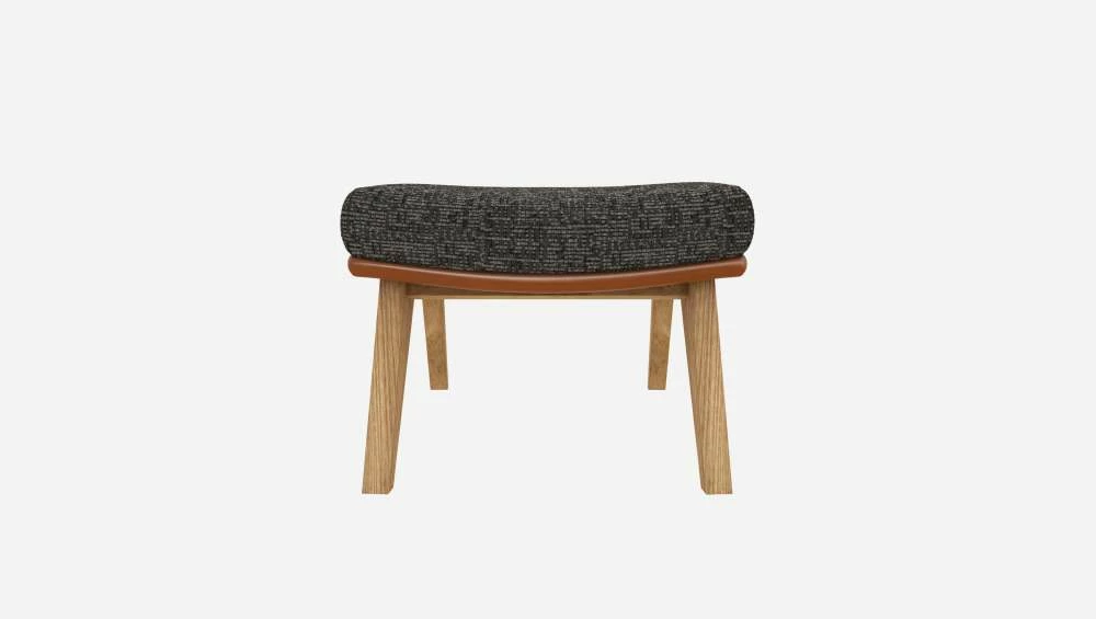 Habitat Repose-pieds En Tissu Alba Gris Nuageet Cuir Vintage - Pieds Chêne 5 Habitat Repose-pieds En Tissu Alba Gris Nuageet Cuir Vintage - Pieds Chêne – Image 5