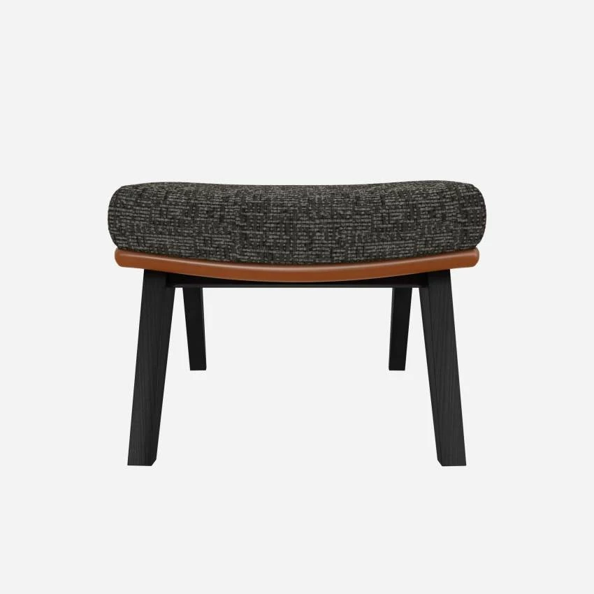 Habitat Repose-pieds En Tissu Alba Gris Nuageet Cuir Vintage - Pieds Noirs 1 Habitat Repose-pieds En Tissu Alba Gris Nuageet Cuir Vintage - Pieds Noirs