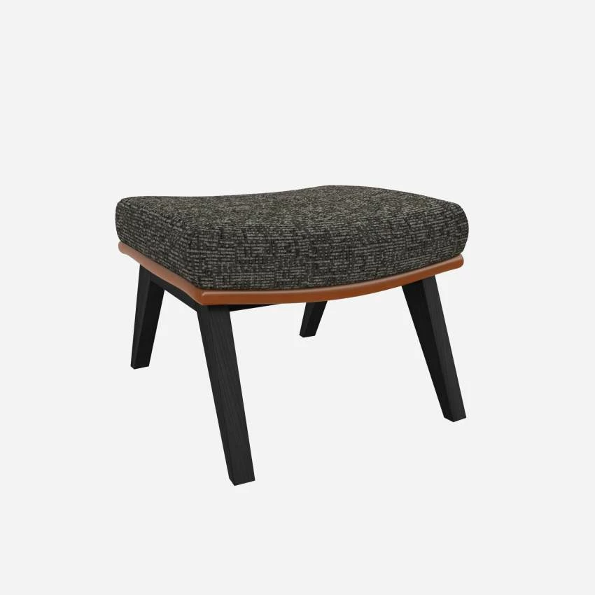 Habitat Repose-pieds En Tissu Alba Gris Nuageet Cuir Vintage - Pieds Noirs 4 Habitat Repose-pieds En Tissu Alba Gris Nuageet Cuir Vintage - Pieds Noirs – Image 4