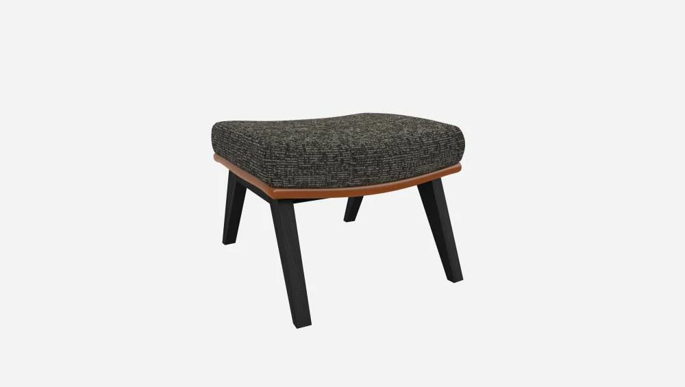 Habitat Repose-pieds En Tissu Alba Gris Nuageet Cuir Vintage - Pieds Noirs 6 Habitat Repose-pieds En Tissu Alba Gris Nuageet Cuir Vintage - Pieds Noirs – Image 6