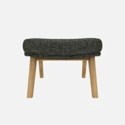 Habitat Repose-pieds En Tissu Alba - Gris Nuage - Pieds Chêne