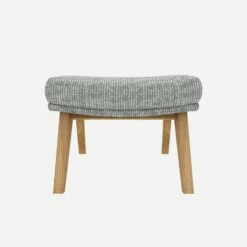 Habitat Repose-pieds En Tissu Alba - Gris Brume -Pieds Chêne