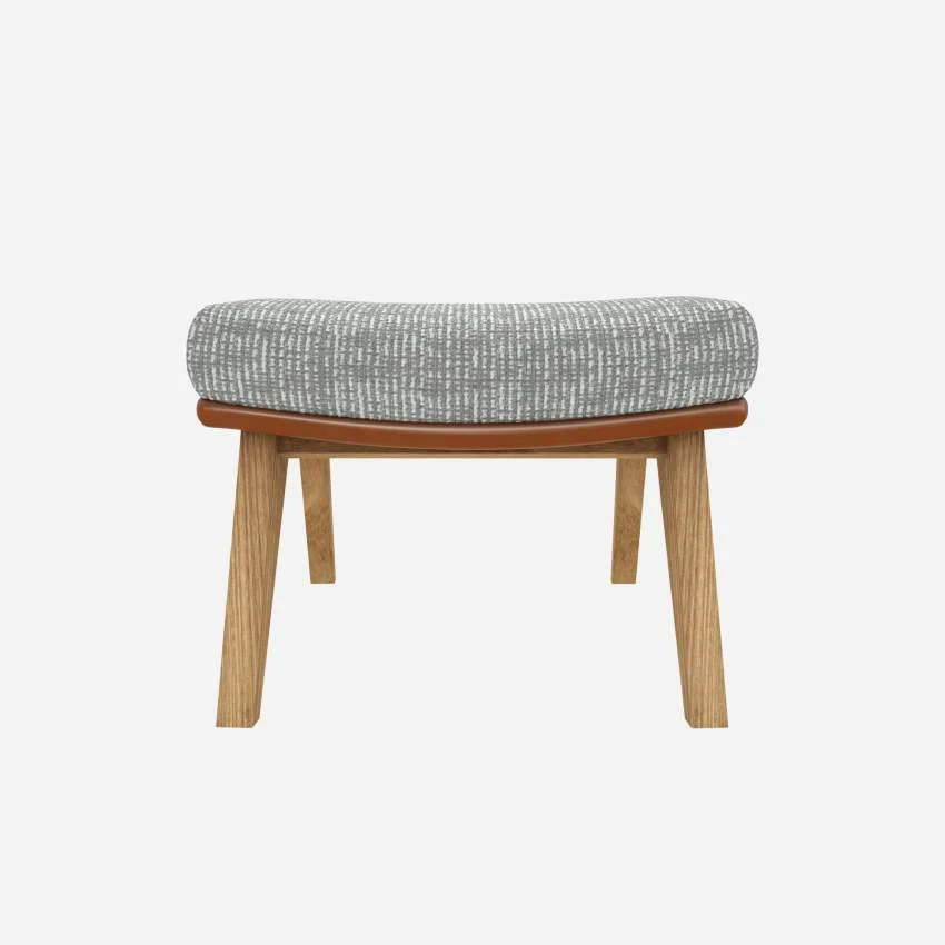 Habitat Repose-pieds En Tissu Alba Gris Brume Et Cuir Vintage - Pieds Chêne 3 Habitat Repose-pieds En Tissu Alba Gris Brume Et Cuir Vintage - Pieds Chêne – Image 3