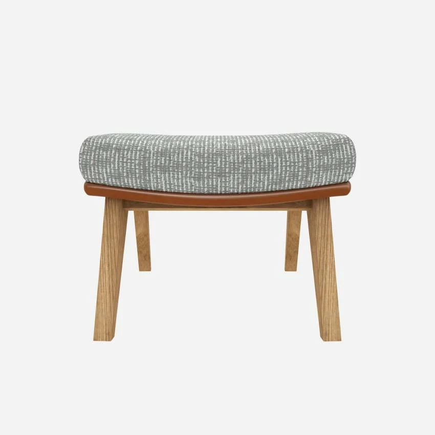 Habitat Repose-pieds En Tissu Alba Gris Brume Et Cuir Vintage - Pieds Chêne 1 Habitat Repose-pieds En Tissu Alba Gris Brume Et Cuir Vintage - Pieds Chêne