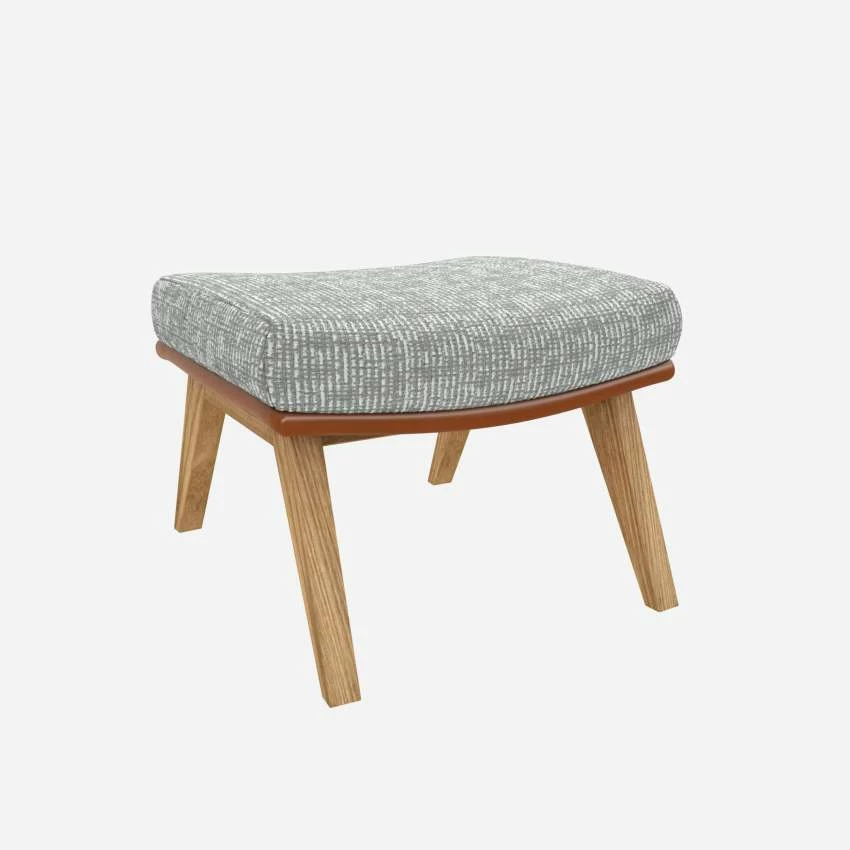 Habitat Repose-pieds En Tissu Alba Gris Brume Et Cuir Vintage - Pieds Chêne 2 Habitat Repose-pieds En Tissu Alba Gris Brume Et Cuir Vintage - Pieds Chêne – Image 2