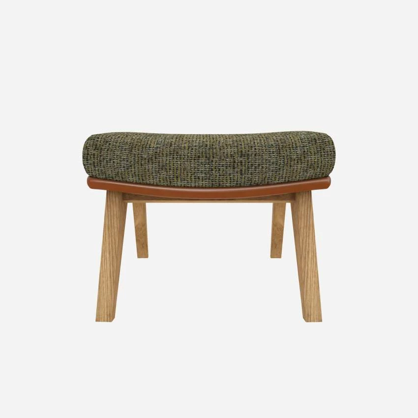 Habitat Repose-pieds En Tissu Alba Vert Orage Et Cuir Vintage - Pieds Chêne 3 Habitat Repose-pieds En Tissu Alba Vert Orage Et Cuir Vintage - Pieds Chêne – Image 3