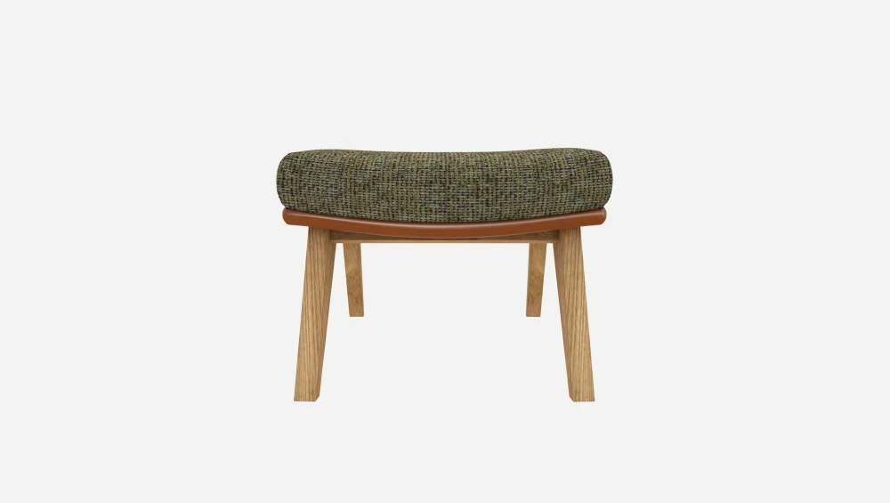 Habitat Repose-pieds En Tissu Alba Vert Orage Et Cuir Vintage - Pieds Chêne 5 Habitat Repose-pieds En Tissu Alba Vert Orage Et Cuir Vintage - Pieds Chêne – Image 5