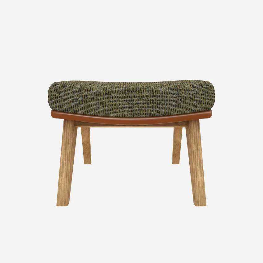 Habitat Repose-pieds En Tissu Alba Vert Orage Et Cuir Vintage - Pieds Chêne 1 Habitat Repose-pieds En Tissu Alba Vert Orage Et Cuir Vintage - Pieds Chêne