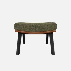 Habitat Repose-pieds En Tissu Alba Vert Orage Et Cuir Vintage - Pieds Noirs -meubles boutique dena repose p alba vert cr vt p noir 10275885 1