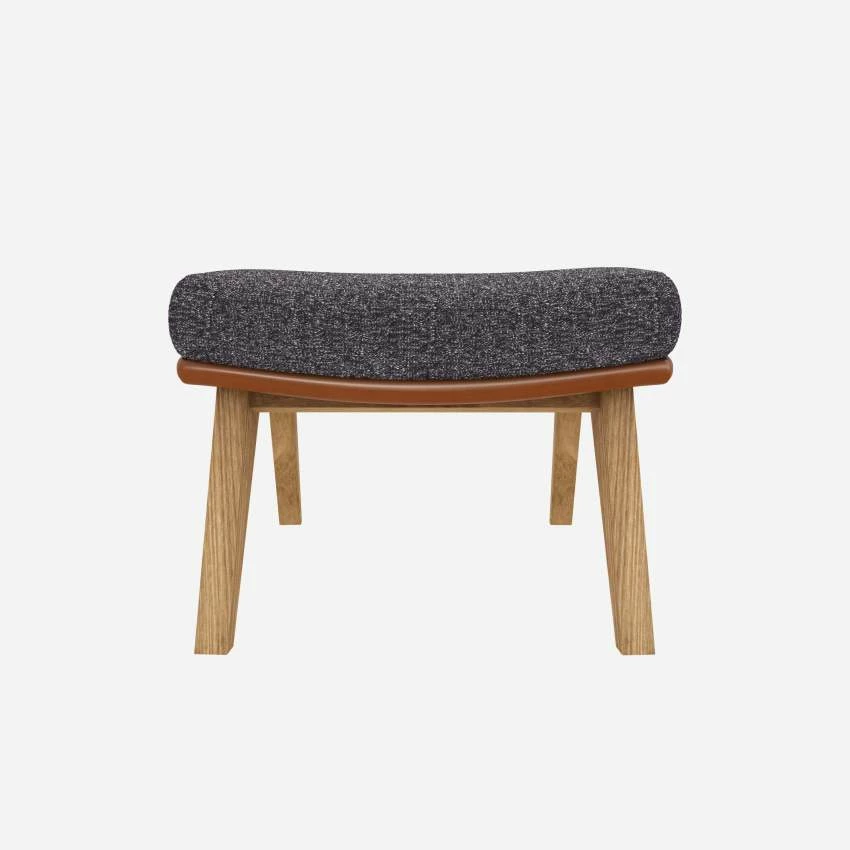 Habitat Repose-pieds En Tissu Lucca Bleu Zingué Et Cuir Vintage - Pieds Chêne 3 Habitat Repose-pieds En Tissu Lucca Bleu Zingué Et Cuir Vintage - Pieds Chêne – Image 3