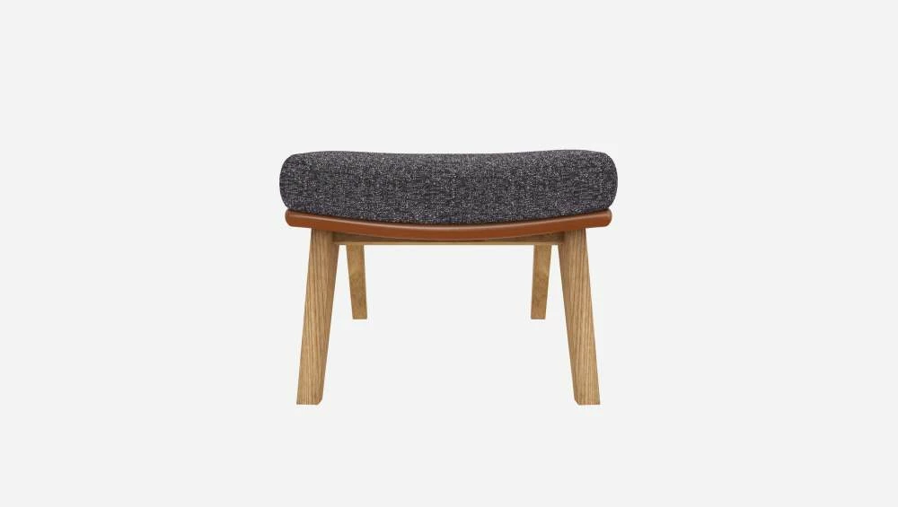 Habitat Repose-pieds En Tissu Lucca Bleu Zingué Et Cuir Vintage - Pieds Chêne 5 Habitat Repose-pieds En Tissu Lucca Bleu Zingué Et Cuir Vintage - Pieds Chêne – Image 5