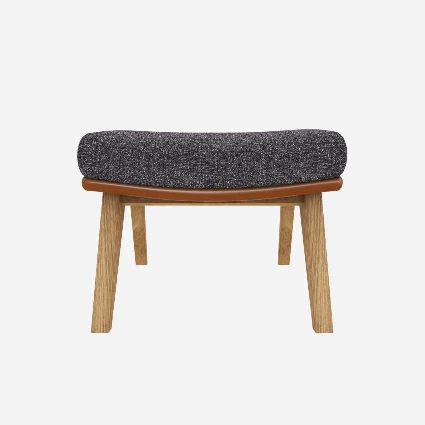 Habitat Repose-pieds En Tissu Lucca Bleu Zingué Et Cuir Vintage - Pieds Chêne 1 Habitat Repose-pieds En Tissu Lucca Bleu Zingué Et Cuir Vintage - Pieds Chêne